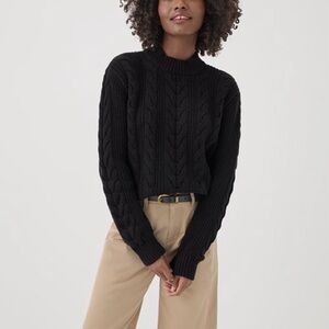 Pact Cable Knit Crew Sweater Black